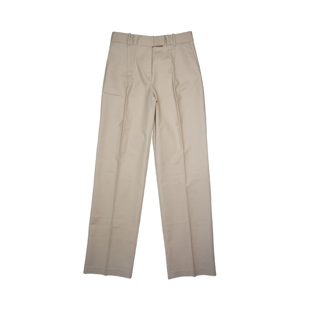 Zara Women Beige High Rise Straight Leg Pants Fron